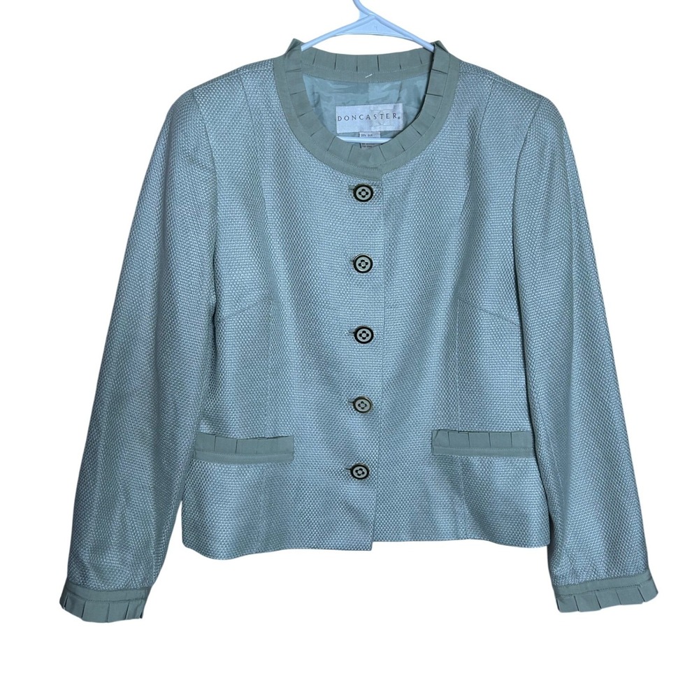 NWT Doncaster Laduree 100% Silk Lady Jacket Old‎ Money Green Size 10 $350